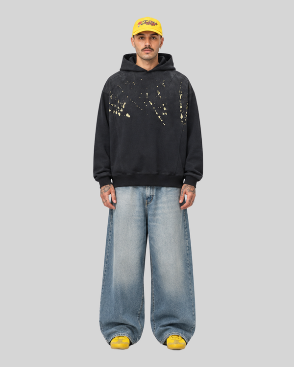 Splashing ink spliced hooded sweatshirt for men and women