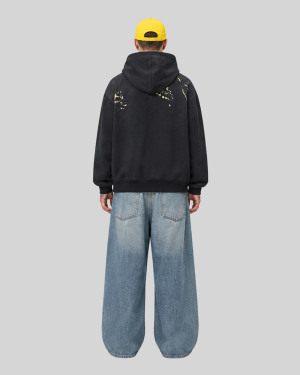 Splashing ink spliced hooded sweatshirt for men and women