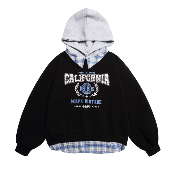 Fake two hooded sweatshirts for men