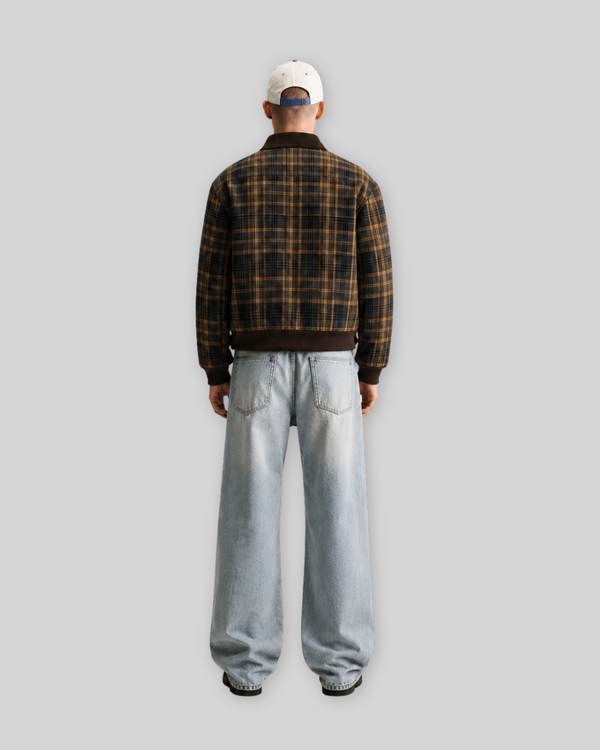 Color blocking plaid thick lapel jacket