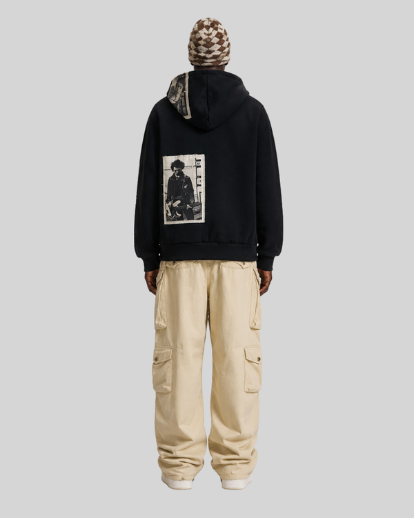 Zipper sweatshirt for men with adhesive tape