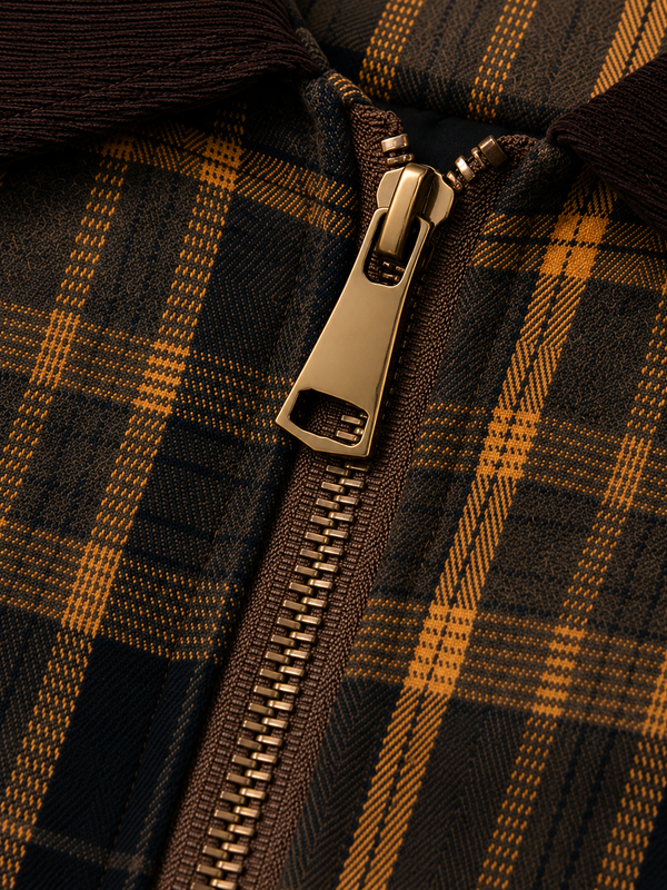 Color blocking plaid thick lapel jacket