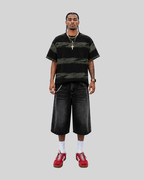 Short-Sleeve T-Shirt for Men Loose Round Neck Green Tee