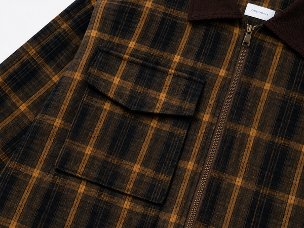 Color blocking plaid thick lapel jacket