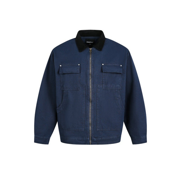 Washed Detroit Work Jacket Retro Heavyweight Canvas Outerwear Men