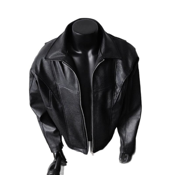 PU leather black leather jacket for men and women