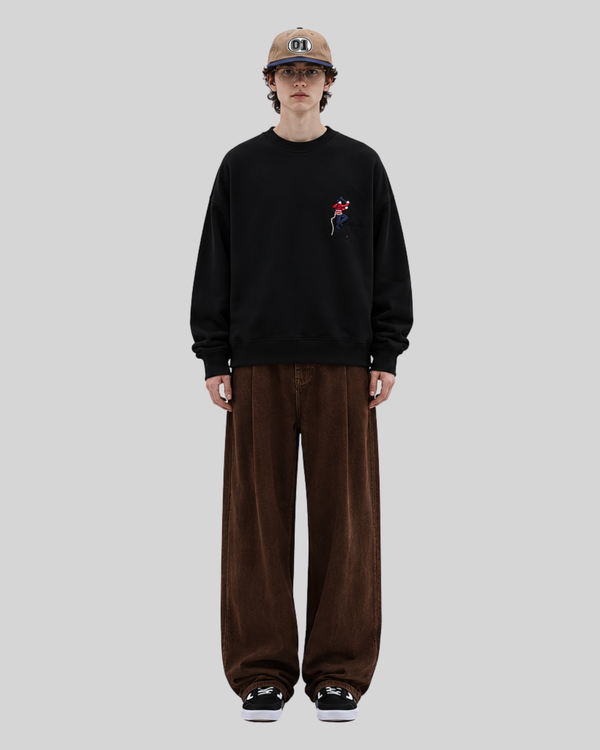 Embroidered round neck sweatshirt for men