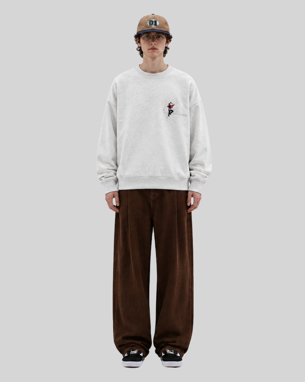Embroidered round neck sweatshirt for men