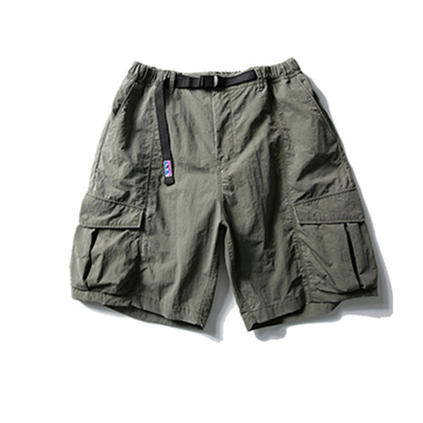 Utility Shorts with Belt: Loose Fit, Solid Color, Large Pockets, Summer Casual Outdoor Knee-Length Pants for Men