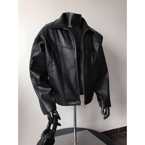 PU leather black leather jacket for men and women