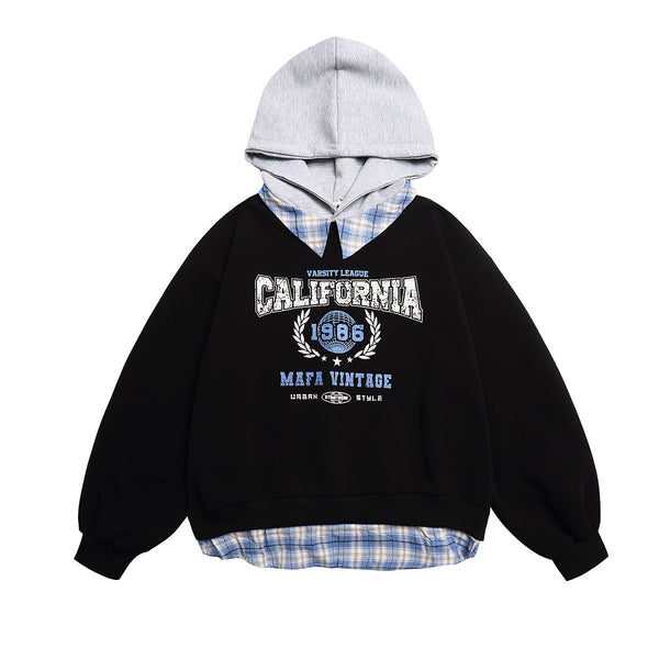 Fake two hooded sweatshirts for men