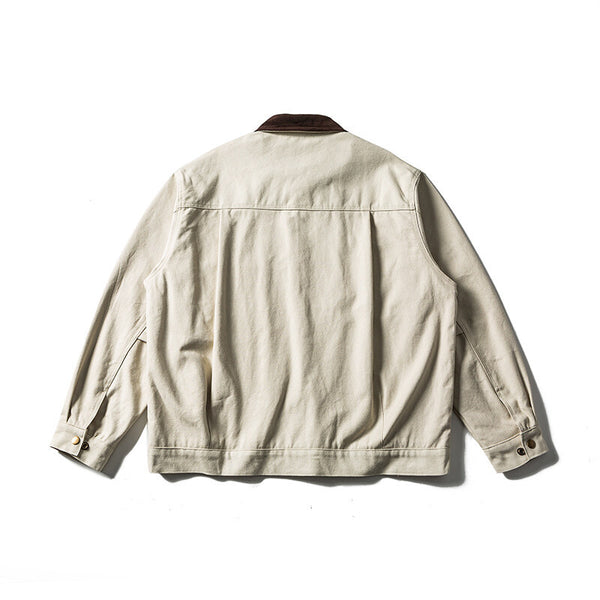 Trendy Collar Color Block Embroidery Large Pocket Work Jacket Men