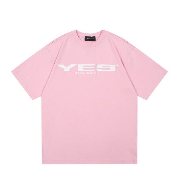 YES letter printed simple short sleeved men's and women's T-shirts