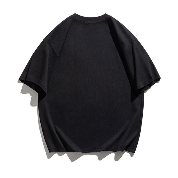 Splicing color blocked round neck five quarter short sleeved T-shirt for men