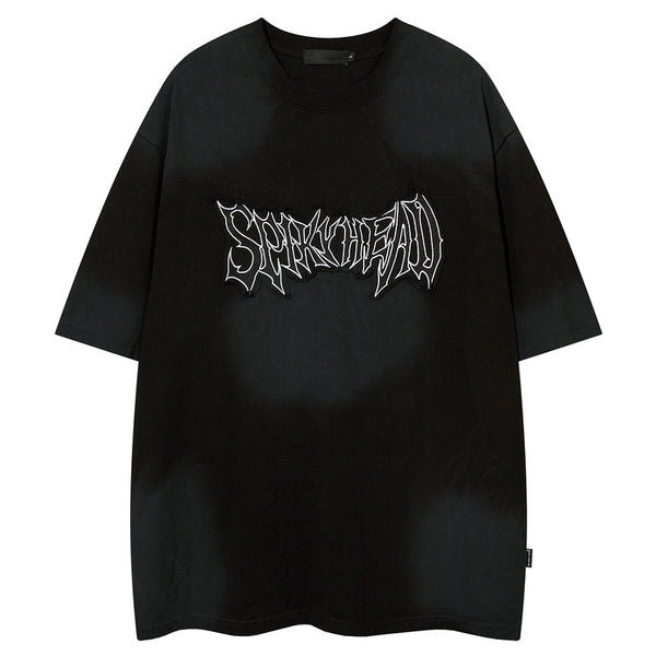 Loose Casual T-Shirt with Patch Embroidery for Men and Women