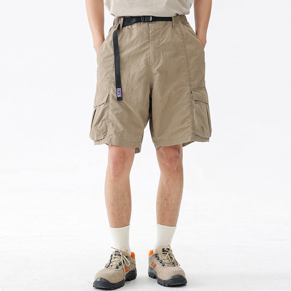 Utility Shorts with Belt: Loose Fit, Solid Color, Large Pockets, Summer Casual Outdoor Knee-Length Pants for Men