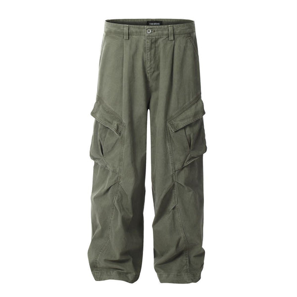 Pants with Multiple Pockets Design Wide Leg Casual Trousers for Men and Women