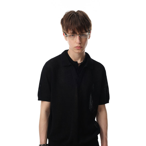 Fake two double-layer lapel polo shirts