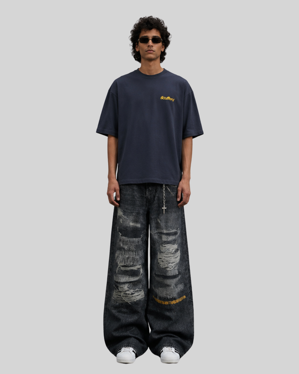 Washed denim jeans for men and women