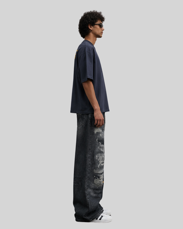 Washed denim jeans for men and women