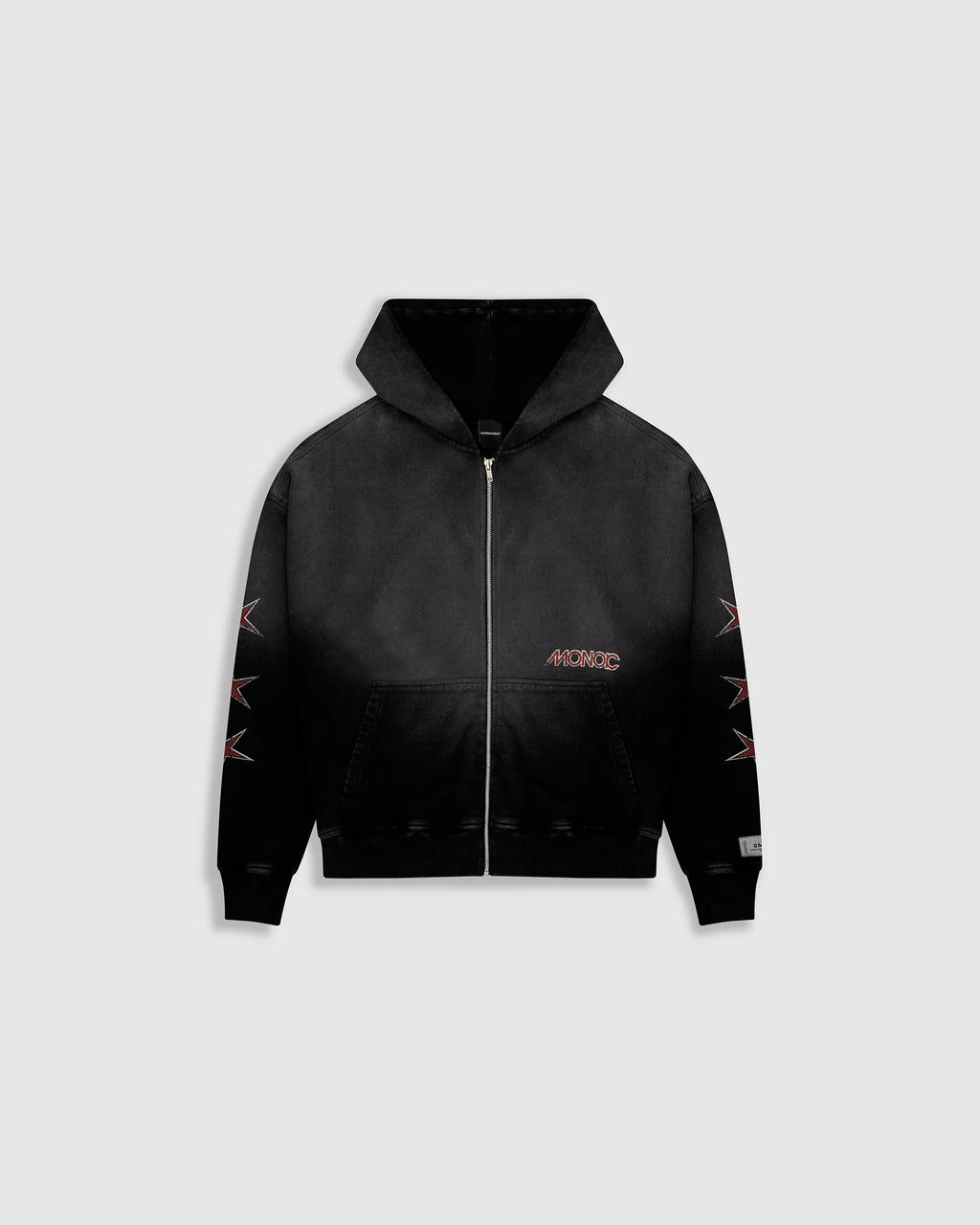 Monoic Records Zip Hoodie - Distressed Black