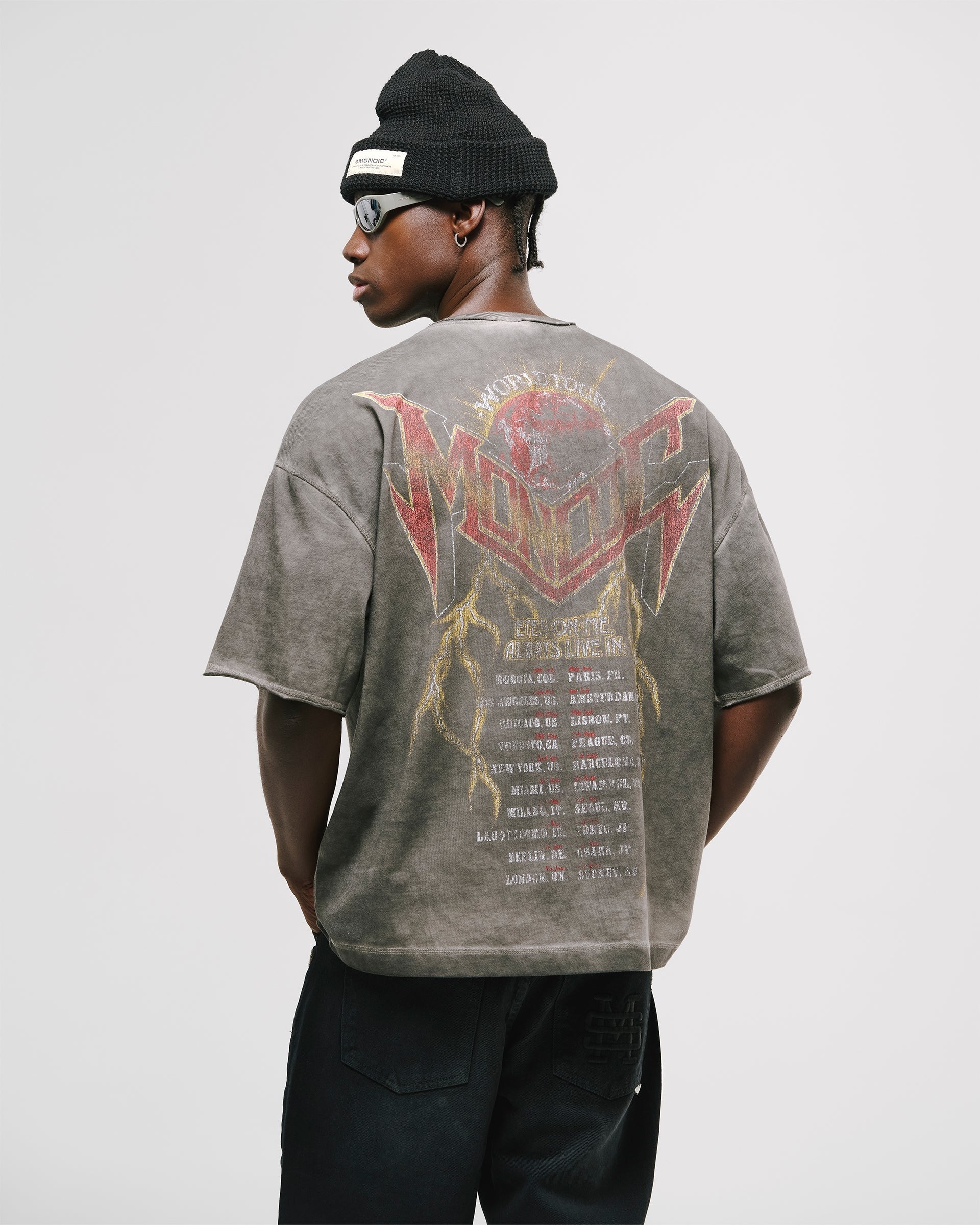 World Tour Boxy Fit T-Shirt - Distressed Grey